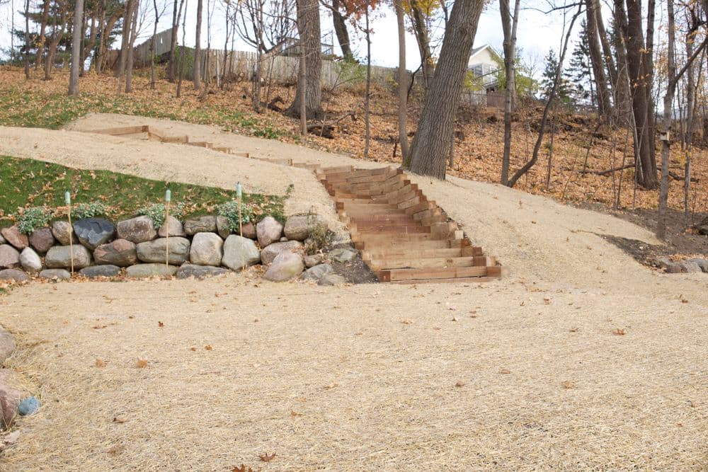 Timber Staircase and Hilltop Pad Built on a Steep Minnetonka Slope image